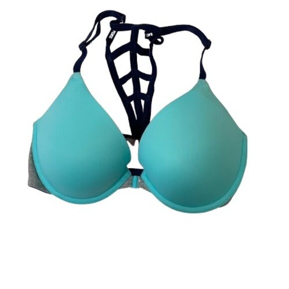 PINK Wear Everywhere Push-up Bra Front Close Bra Aquamarine Size 32D - Picture 1 of 7